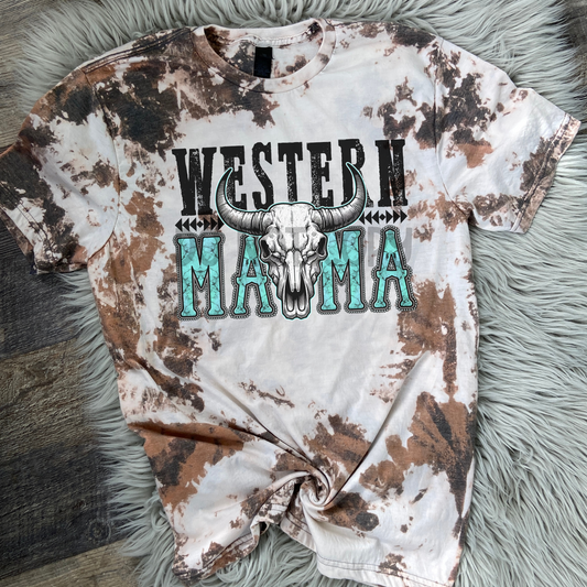 Western Mama Bleached Distressed Tee Shirt