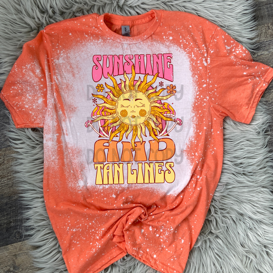Sunshine and Tan lines Bleached Distressed Tee Shirt