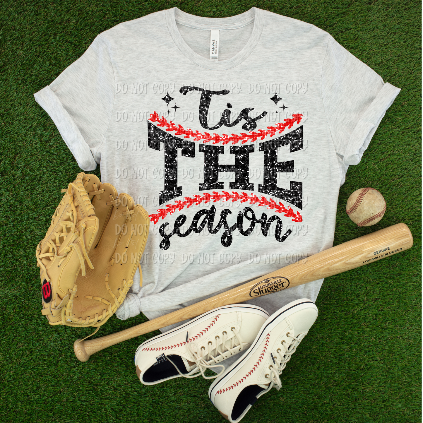 Tis The Season Baseball - Faux Glitter || Tee