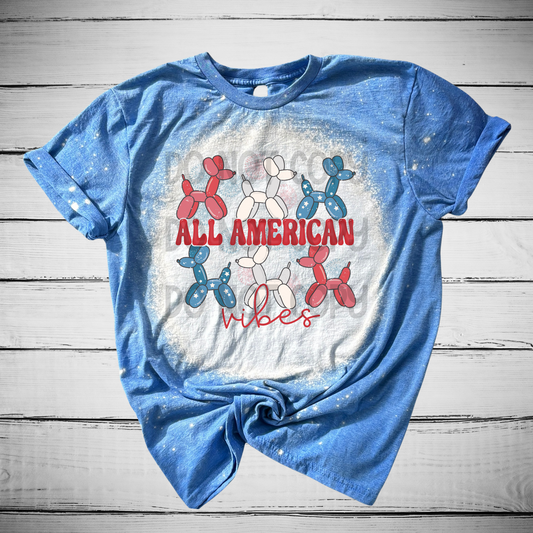 All American Vibes Balloon Dog Bleached Distressed Tee Shirt