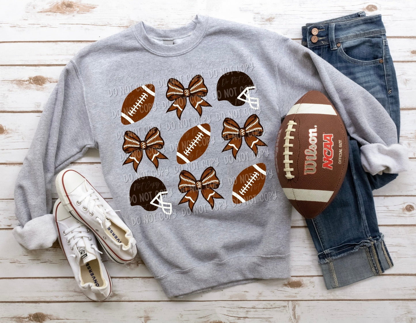 Faux Bling Football With Name Sweatshirt OR Hoodie