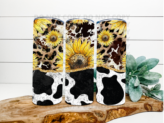 Cow Print With Leopard & Sunflowers Tumbler