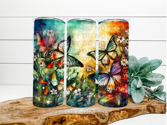 Water Color Buterflies Tumbler