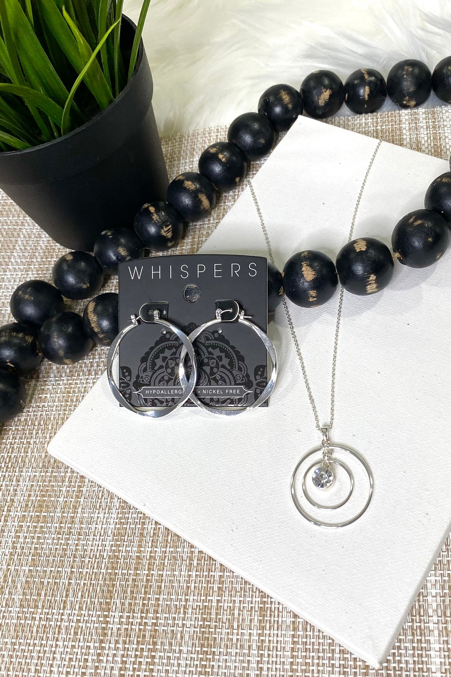 Copy of Silver Double Circle with Stone Necklace