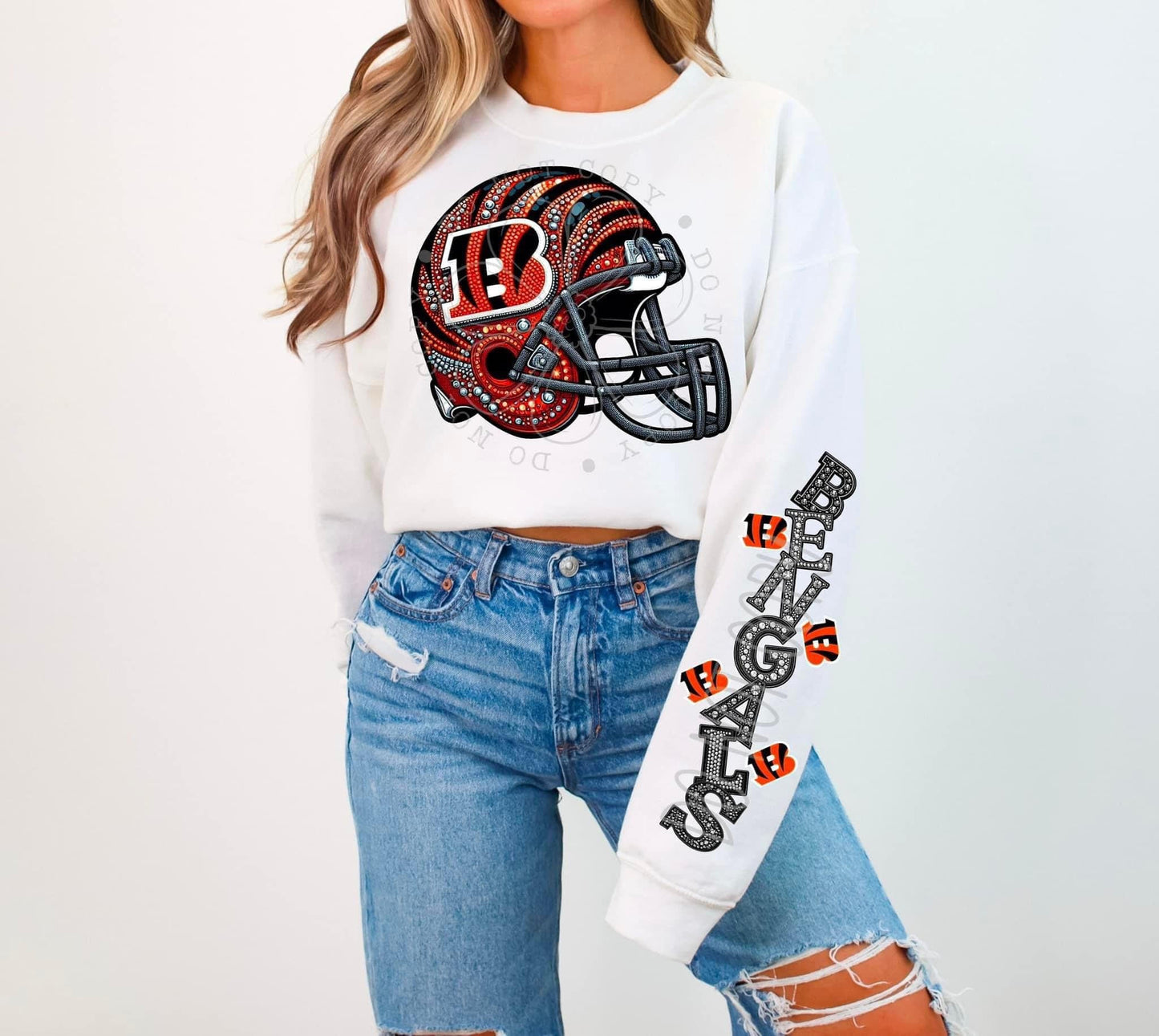 Bengals Rhinestone Helmet | Sweatshirt OR Hoodie
