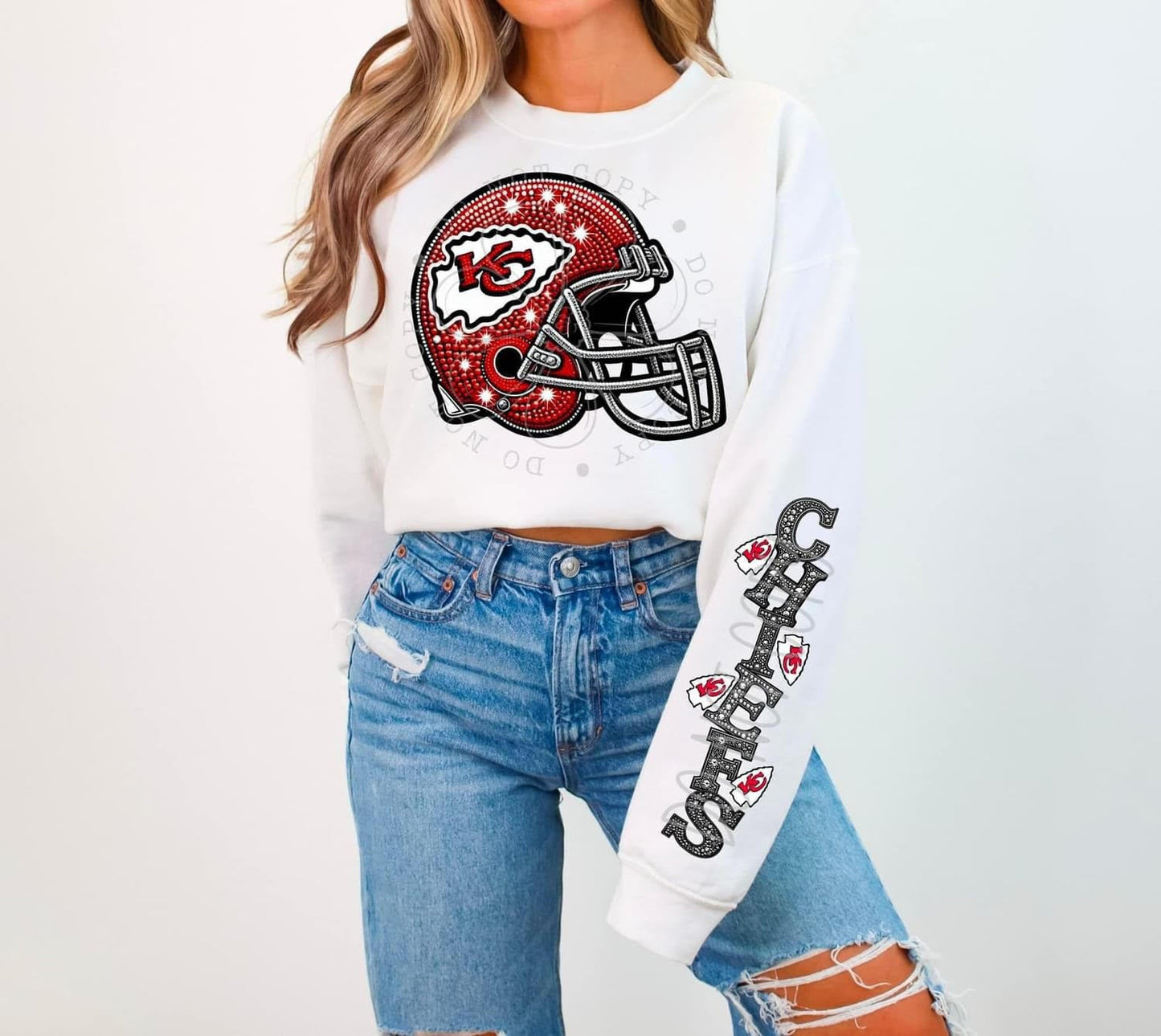 Chiefs Rhinestone Helmet | Sweatshirt OR Hoodie