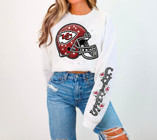 Chiefs Rhinestone Helmet | Sweatshirt OR Hoodie
