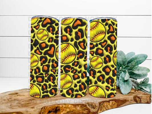 Softball Leopard 3D Tumbler