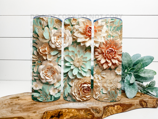 Pastel Blue & Ivory Paper 3D Tumbler