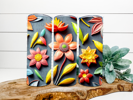 Pink & Orange Flowers Tumbler