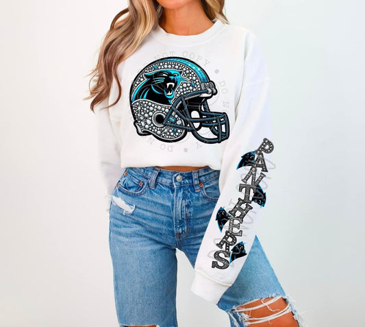 Panthers Rhinestone Helmet | Sweatshirt OR Hoodie