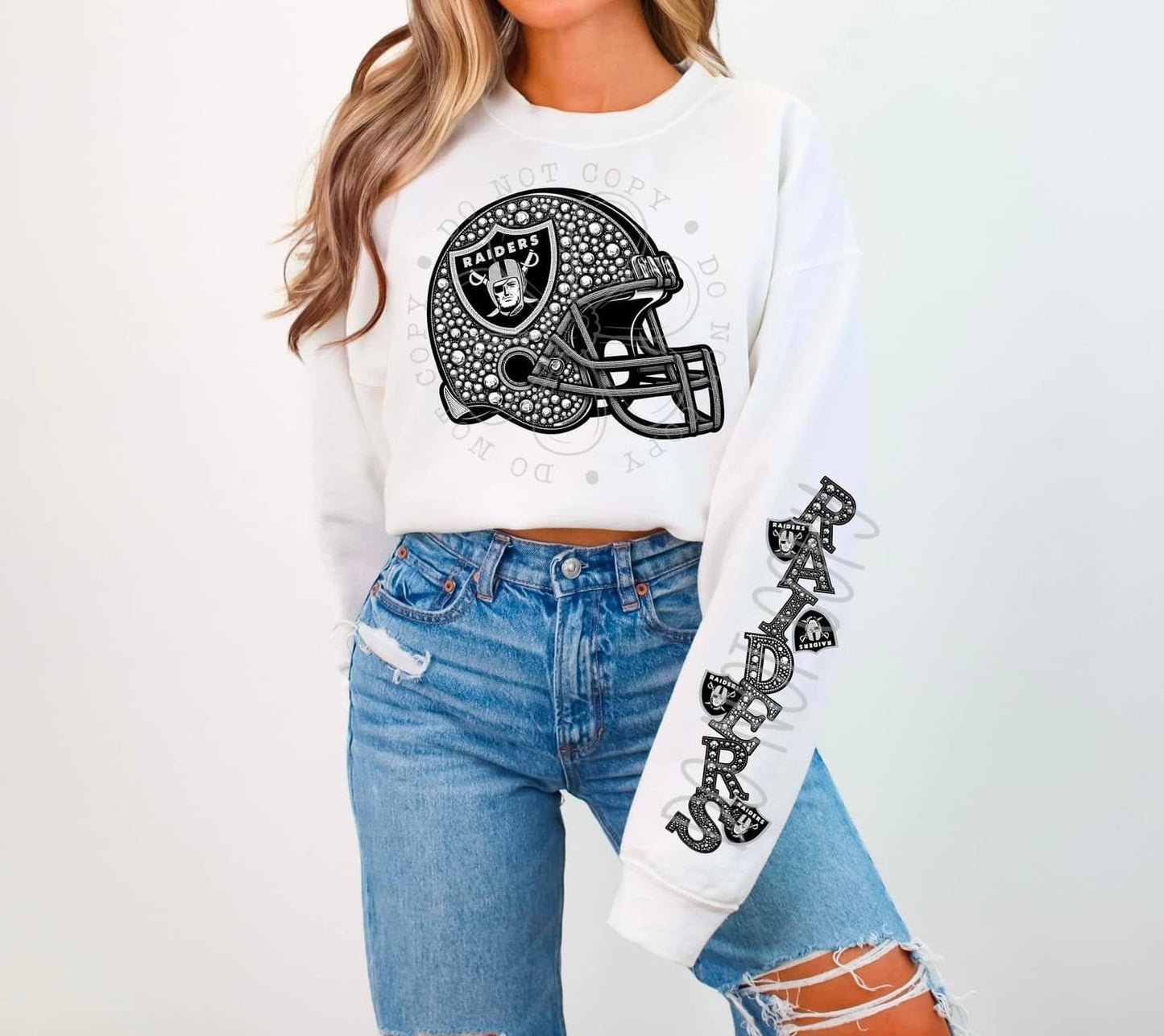 Raiders Rhinestone Helmet | Sweatshirt OR Hoodie