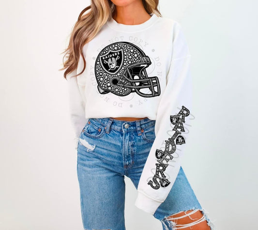 Raiders Rhinestone Helmet | Sweatshirt OR Hoodie