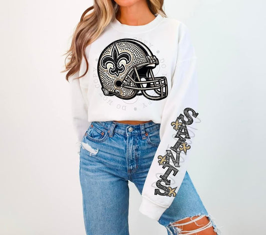 Saints Rhinestone Helmet | Sweatshirt OR Hoodie