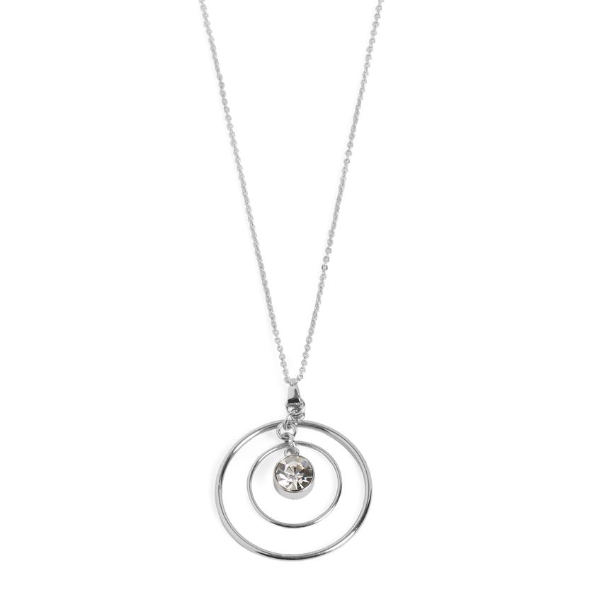 Copy of Silver Double Circle with Stone Necklace