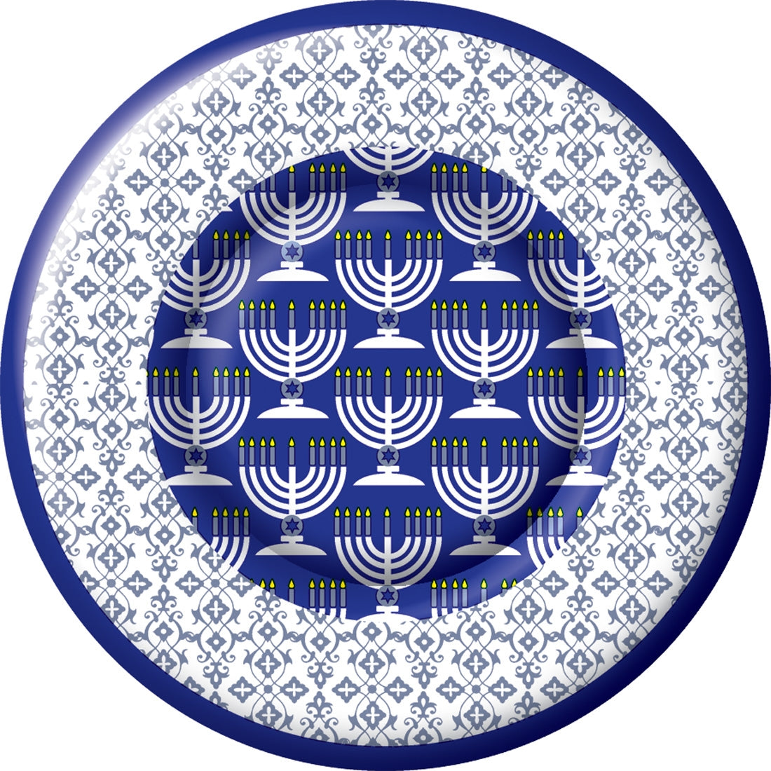 Festival of Lights Hanukkah 8" Paper Plates - 8 count