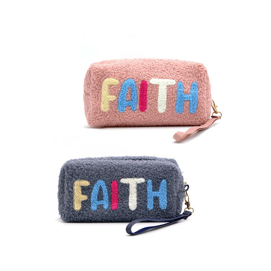 Faux Fur Faith Wristlet Pouch