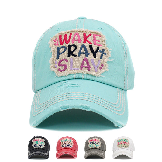 WAKE PRAY SLAY Vintage Distressed Baseball Cap