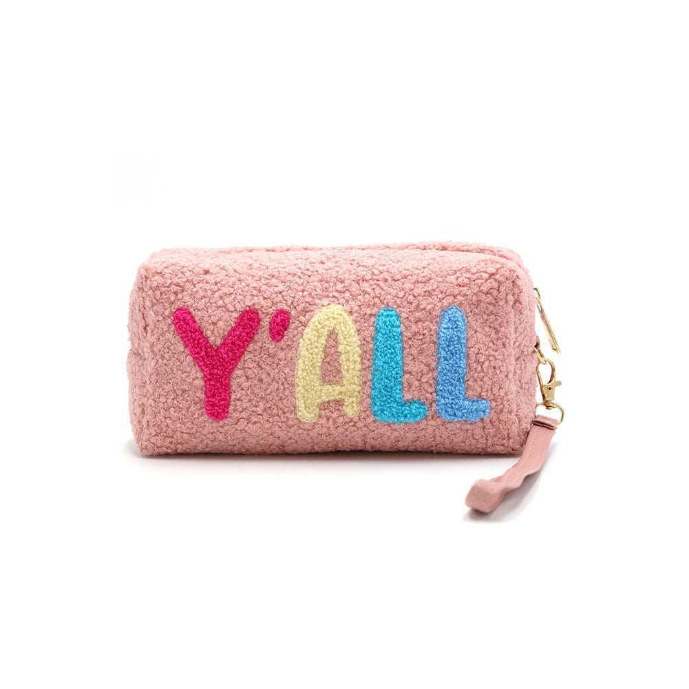 Faux Fur Y'all Wristlet Pouch