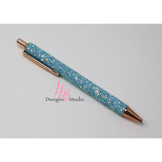 Stationery Pen | Sea Blue Confetti Clickable Pen | Black Ink |