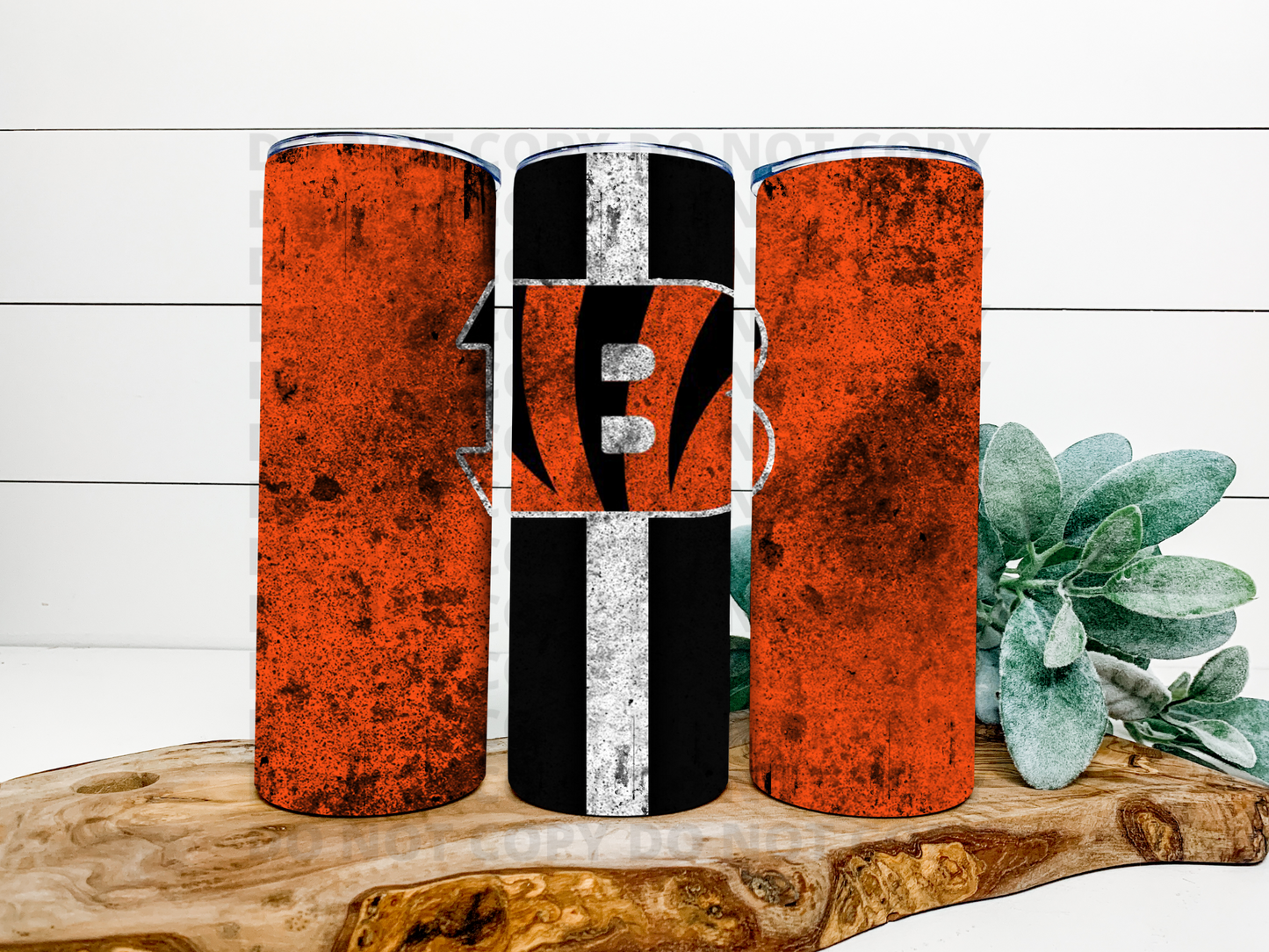 Bengals Striped Grunge Stainless Steel Tumbler
