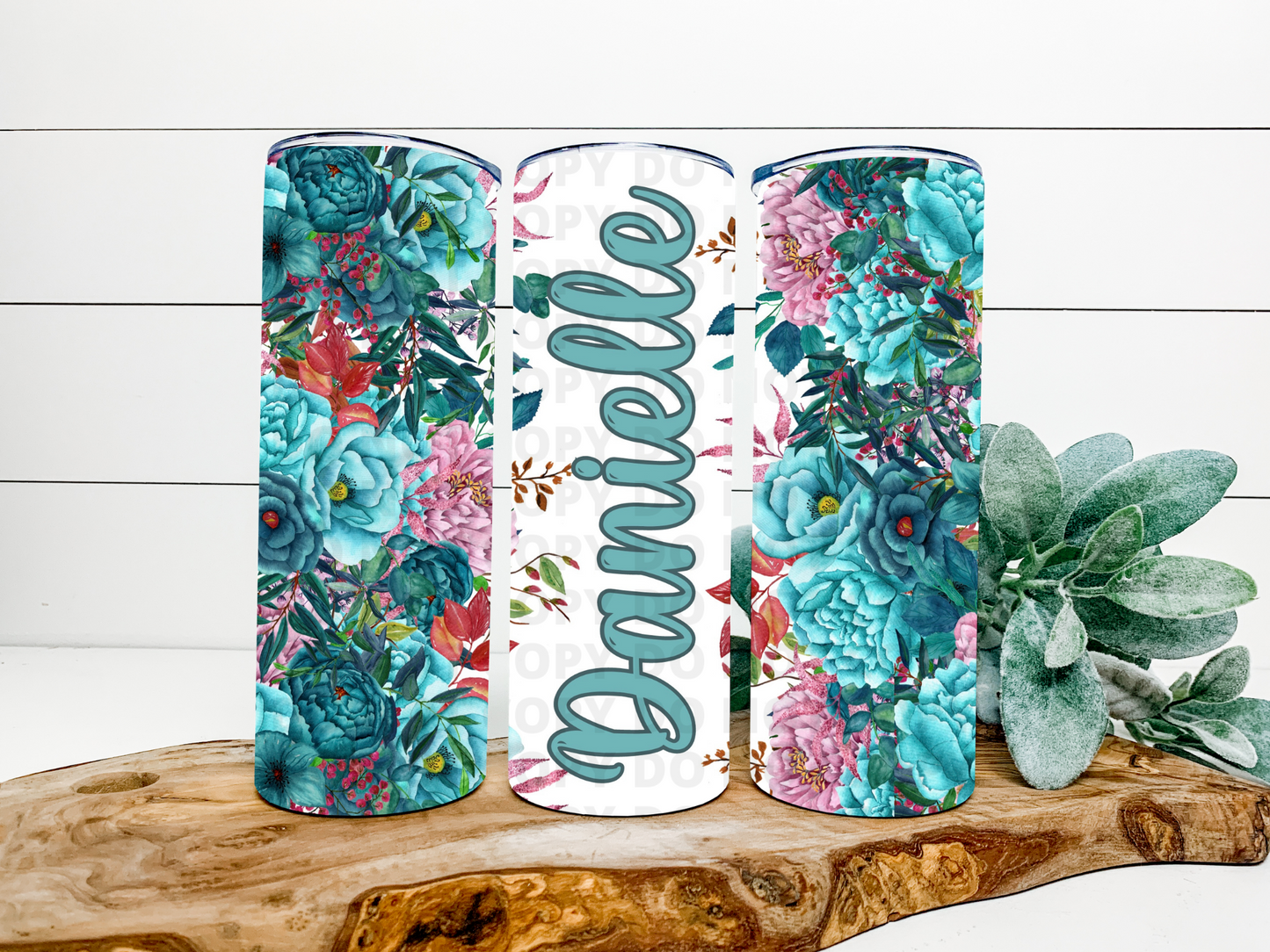 Blue Succulent Stainless Steel Tumbler