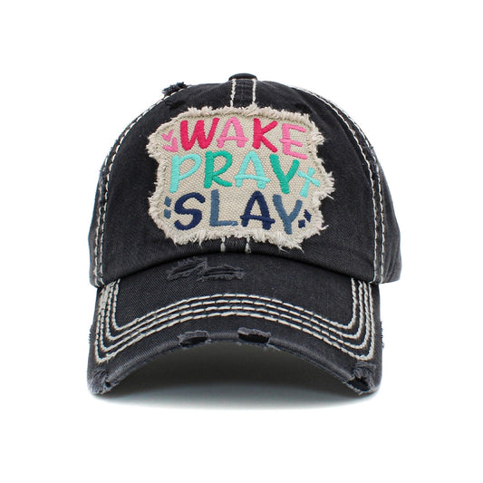 WAKE PRAY SLAY Vintage Distressed Baseball Cap