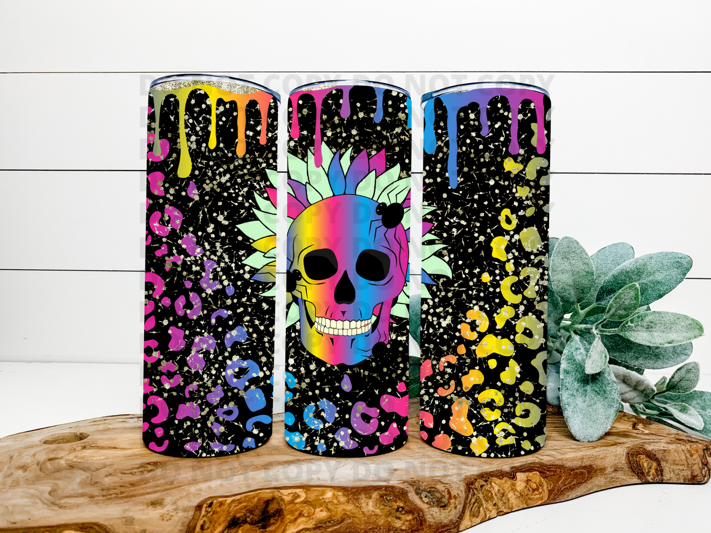 Multi Color Leopard Skull Stainless Steel Tumbler