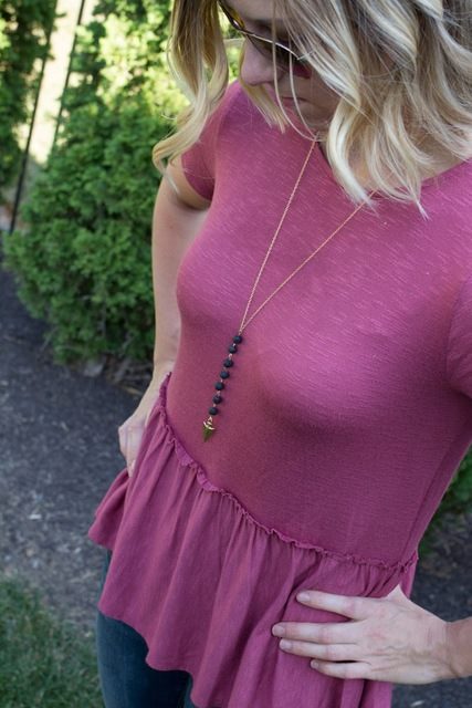 Lava Bead and Arrow Head Diffuser Necklace