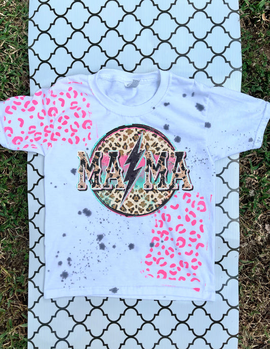 Mama/mini lightning leopard dyed Tshirt or Sweatshirt