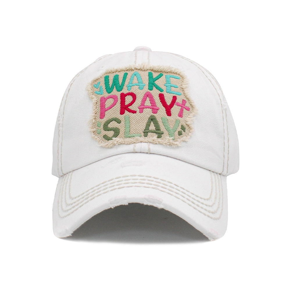 WAKE PRAY SLAY Vintage Distressed Baseball Cap
