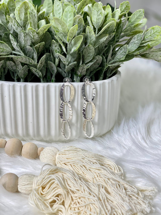 Chunky Chain Link Earrings in Silver