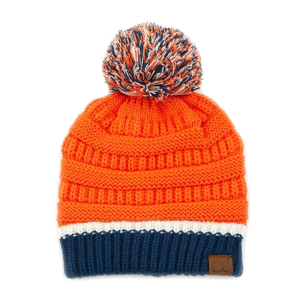 C.C Teal Color Ribbed Beanie With Pom