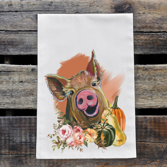 Pig Tea Towel, 'Wilbur' Dish Towel, Fall Kitchen Decor