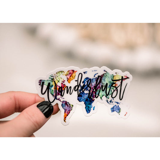 Wanderlust Vinyl Sticker, 3x2 in