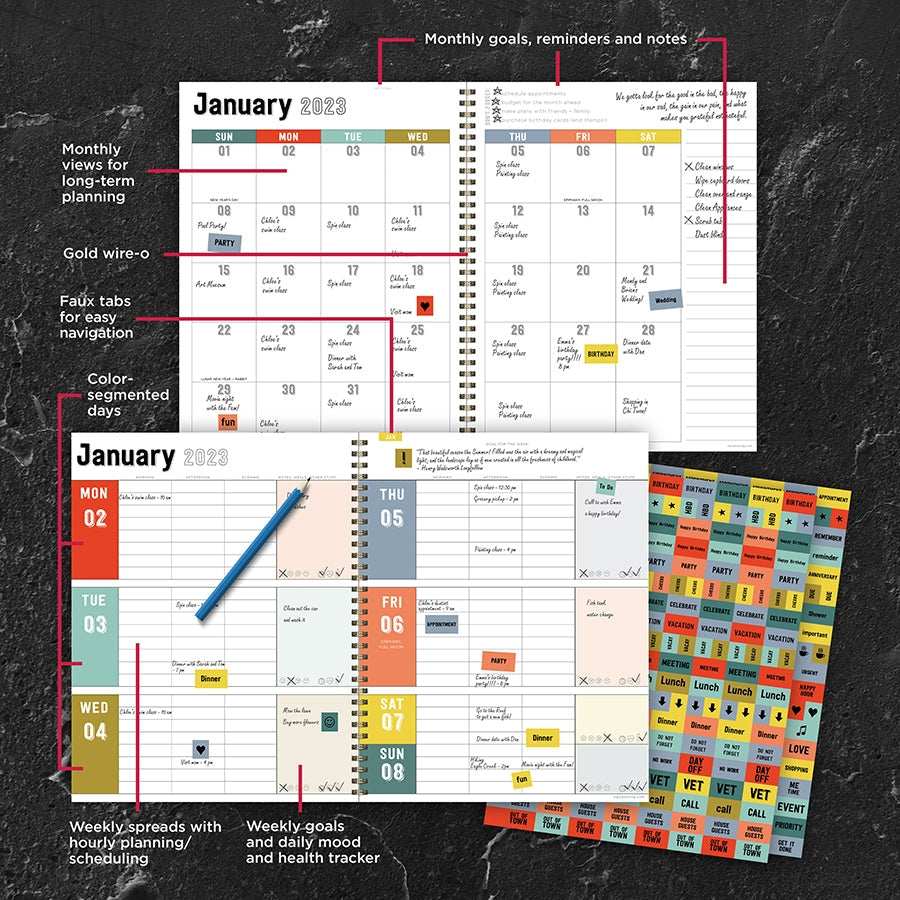 2023 New Beginnings Large Daily Weekly Monthly Planner