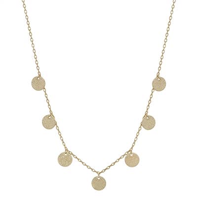 Gold Textured Coin Drop Necklace