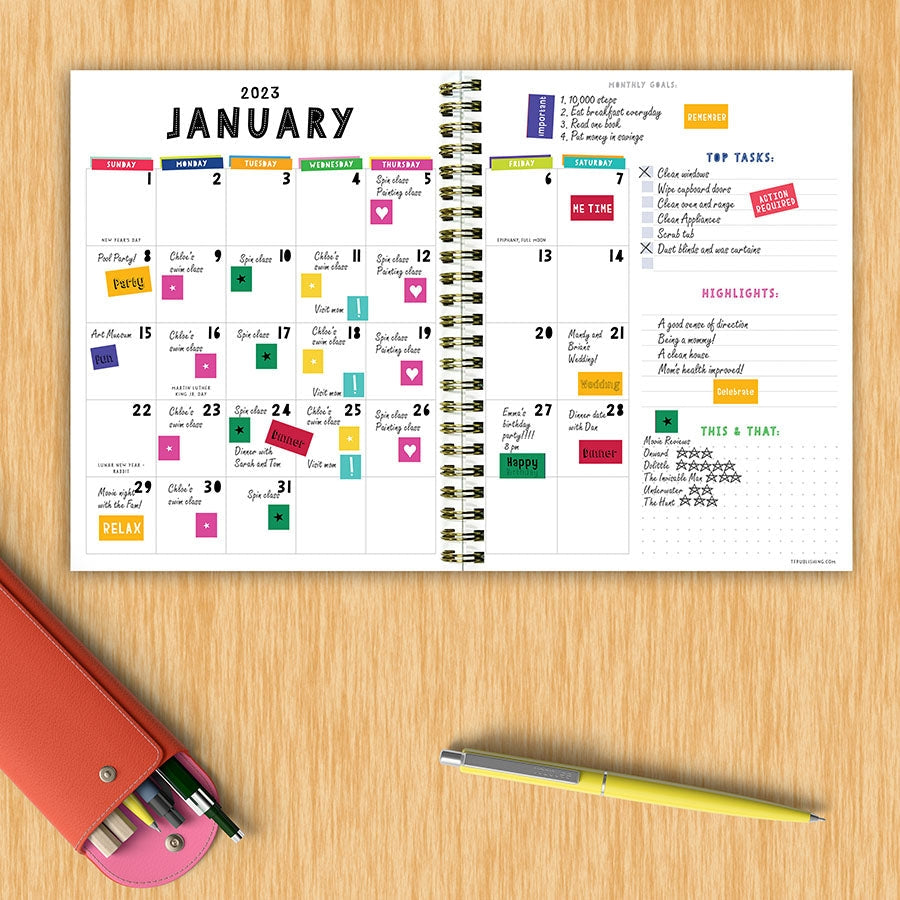 Academic Year July 2022 - June 2023 Wild Print Medium Daily Weekly Monthly Planner