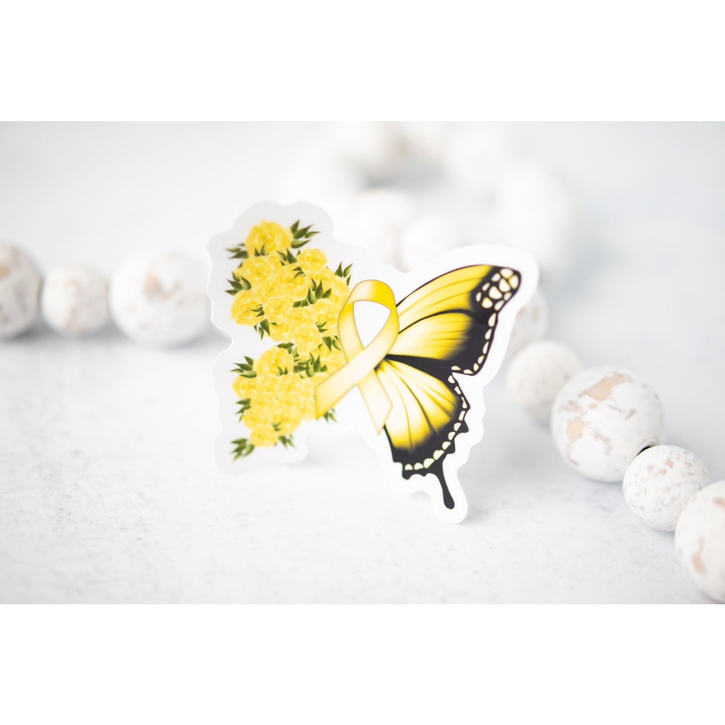 Yellow Butterfly, Suicide Prevention, Vinyl Sticker, 3x3 in