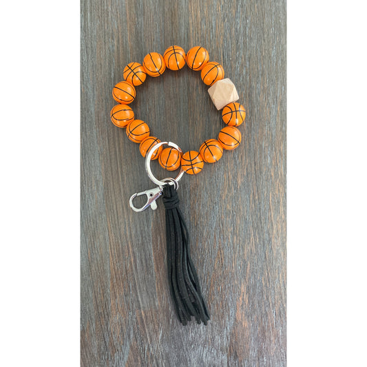 Basketball Wooden Bead Wristlet