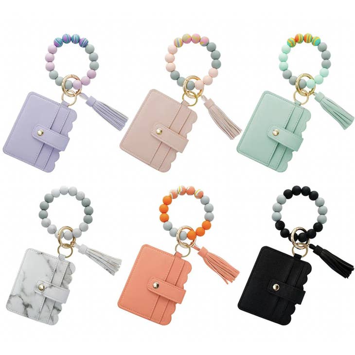 Wallet Wristlet Silicone Bead Tassel Keychains