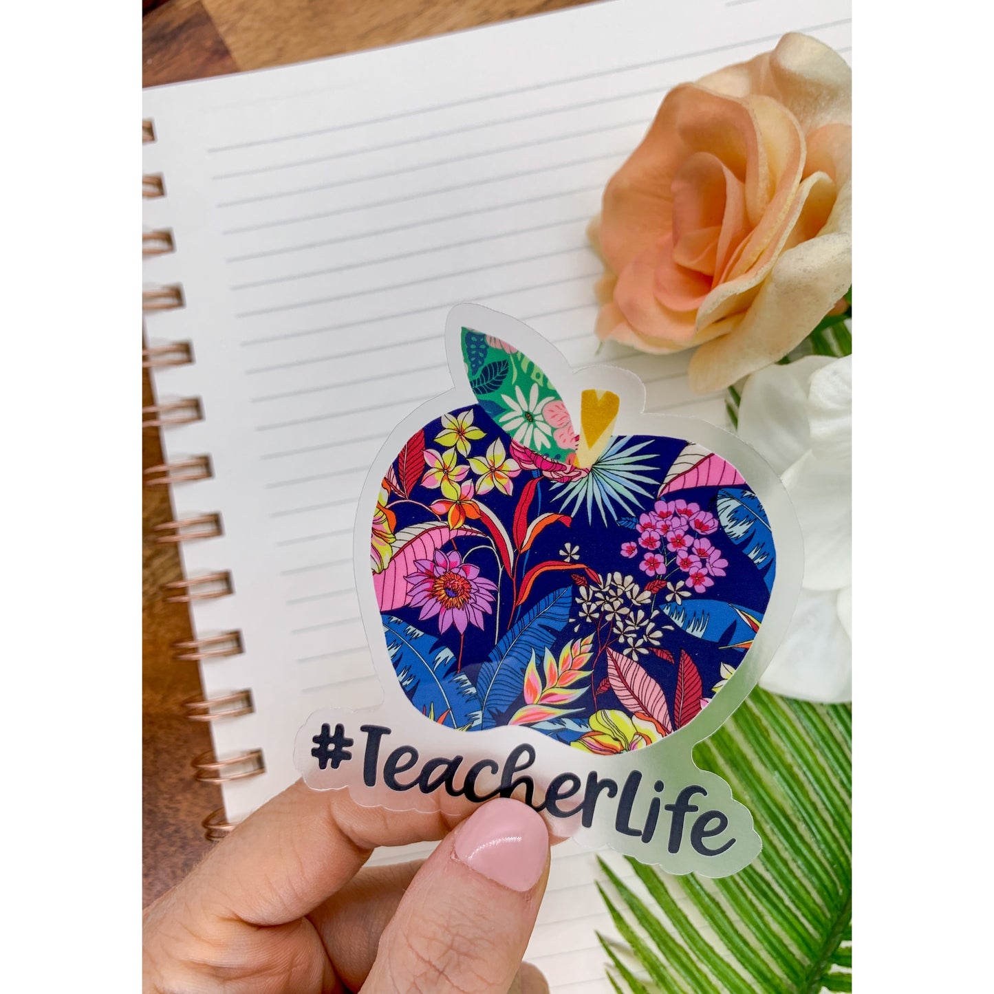 #TeacherLife, Winter, Clear Vinyl , Sticker, 3x3 inch