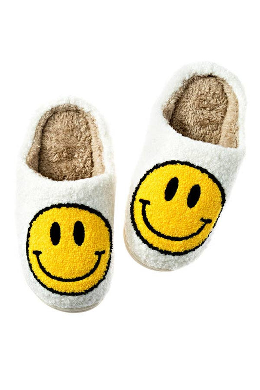 Smiley Face Slippers - White