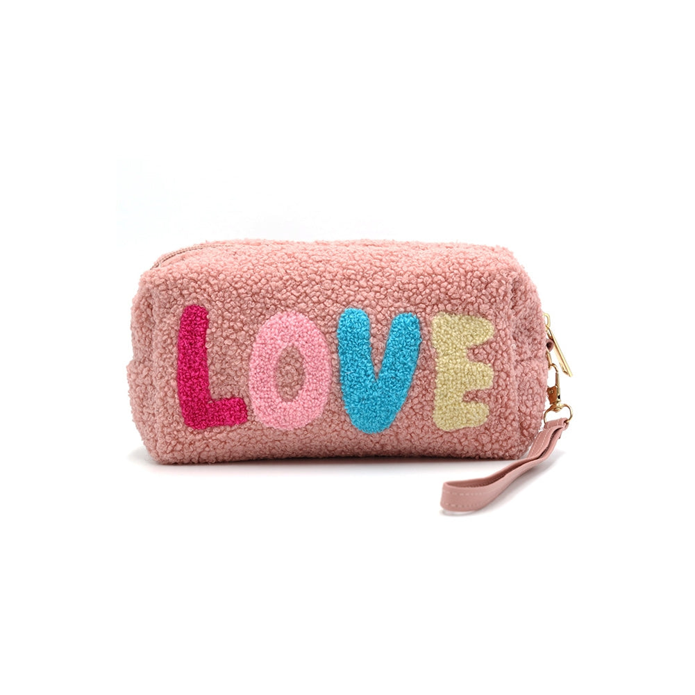 Faux Fur Love Wristlet Pouch