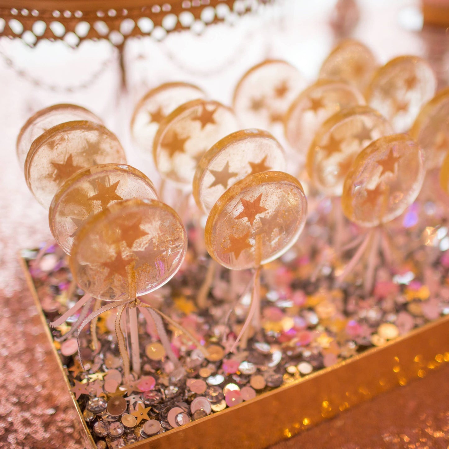 Metallic Stars Lollipops, Champagne