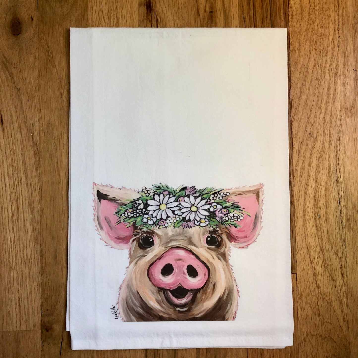 Pig Flour Sack Towel, Farmhouse Decor, Pig Tea Towel