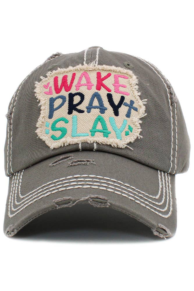 WAKE PRAY SLAY Vintage Distressed Baseball Cap