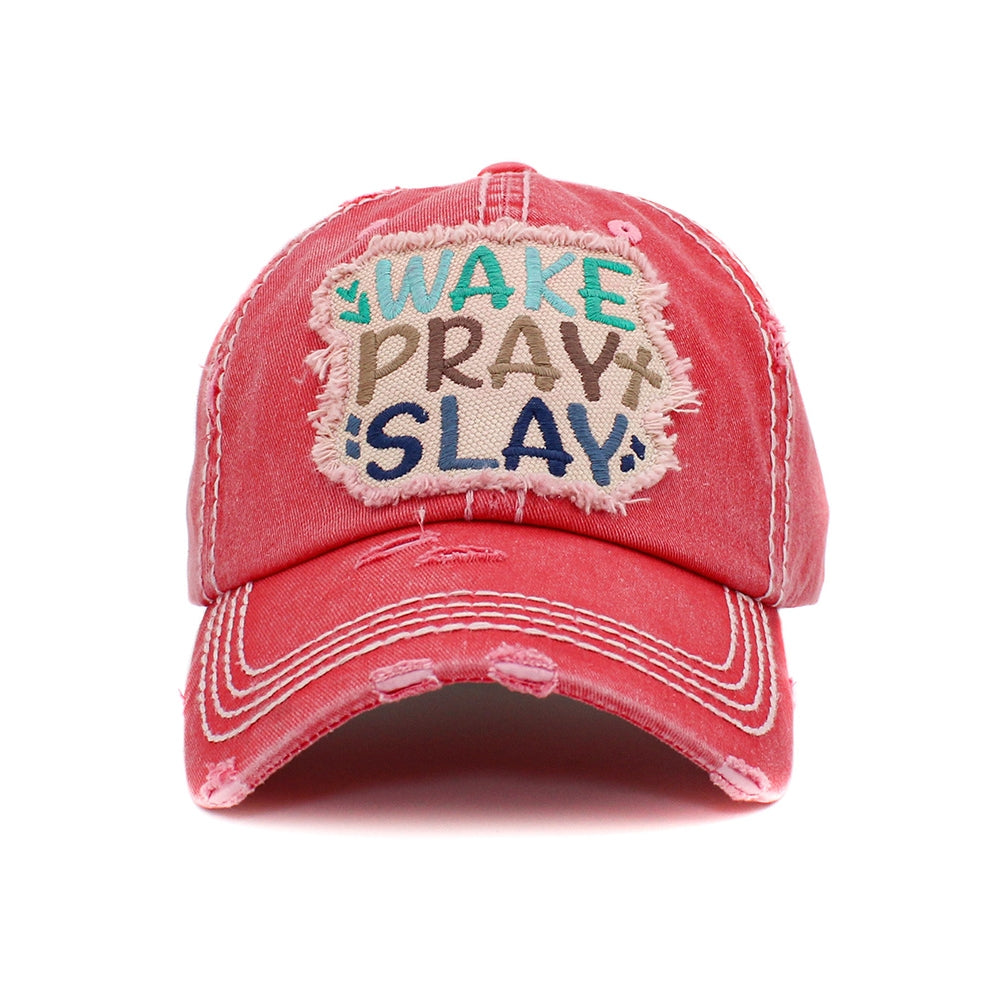 WAKE PRAY SLAY Vintage Distressed Baseball Cap