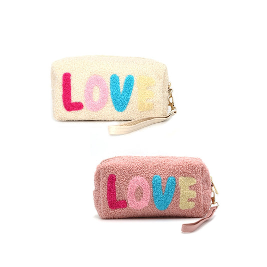 Faux Fur Love Wristlet Pouch