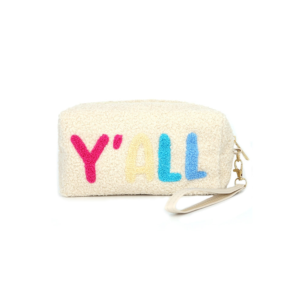 Faux Fur Y'all Wristlet Pouch